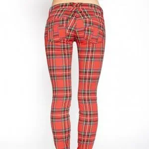 Denim Jeans Tripp Red Tartan Plaid Skinny Pants Tripp Nyc Pants